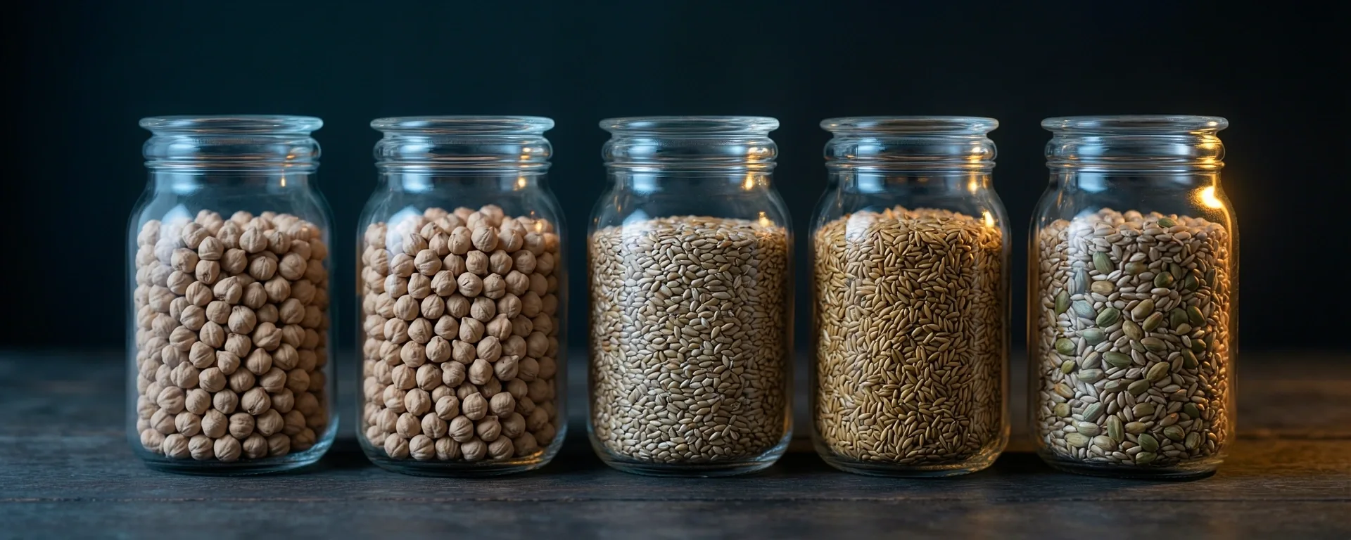 Archival jars of raw ingredients